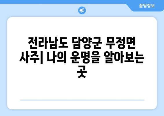 전라남도 담양군 무정면 사주| 나의 운명을 알아보는 곳 | 담양, 무정면, 사주, 운세, 점집, 신점