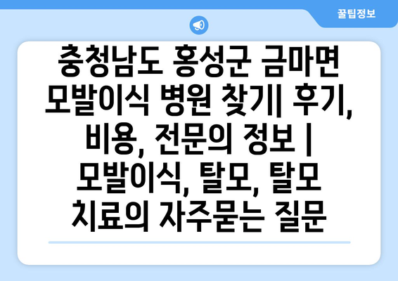 충청남도 홍성군 금마면 모발이식 병원 찾기| 후기, 비용, 전문의 정보 | 모발이식, 탈모, 탈모 치료