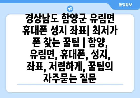 경상남도 함양군 유림면 휴대폰 성지 좌표| 최저가 폰 찾는 꿀팁 | 함양, 유림면, 휴대폰, 성지, 좌표, 저렴하게, 꿀팁