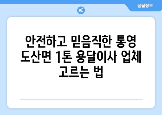 통영 도산면 1톤 용달이사 전문 업체 비교 가이드 | 저렴하고 안전한 이삿짐센터 찾기